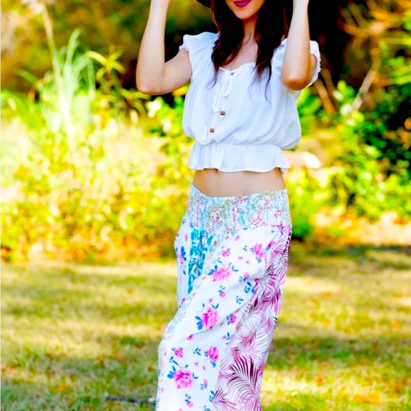 Sacred Threads Pants - NWT Sacred Threads Floral Wide-Leg Pants